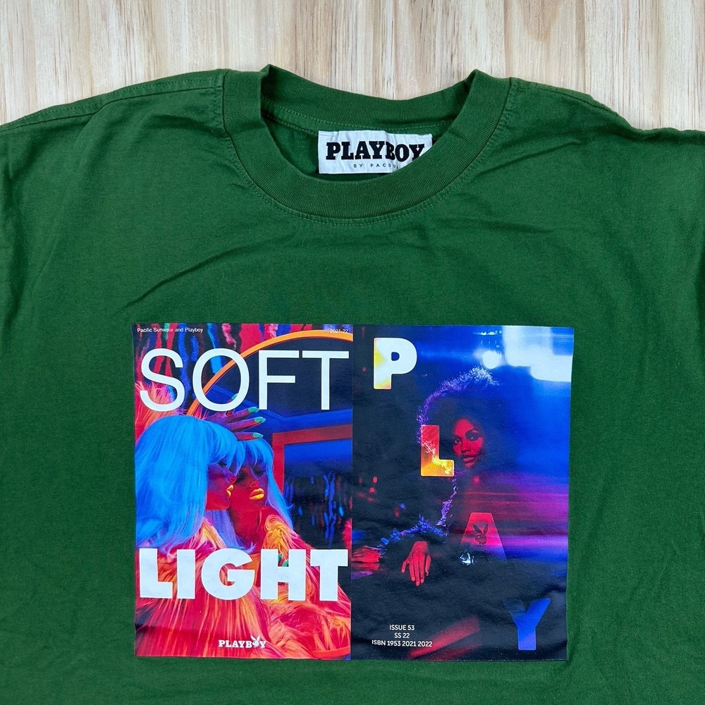 Playboy Art Dept Pacsun T-Shirt‎ Size L Soft Light Play Institute Of Arts Green